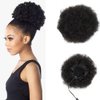 Afro Puff Drawstring Ponytail Extension for Black Women Afro Kinkys Curly Synthetic Ponytail Afro Bun Extension Hairpieces Updo Ponytail Hair Extensions 1B# Natural Black 5 inch Medium Size