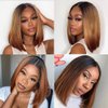 SOKU Ombre Brown Lace Front Wigs 12 Inch Synthetic Bob Wigs with Baby Hair Short Straight Lace Front Wigs Pre Plucked Heat Resistant Fiber Hair for Women