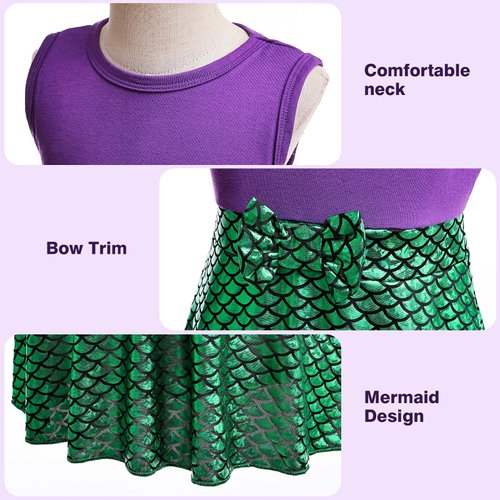 magictaill Mermaid Dress for Little Girls, Princess Dress Up Clothes, Festivals Costumes for Girls 3-8 Birthday Gifts (6-7 years)