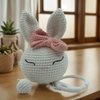 BBYP Crochet Rabbit Animal Head Toy,Baby Hanging Musical Toys, Musical Learning Toddler Toys, Attaches to Crib, Stroller and Car Seat, Soothe Baby Mood and Sleep Toys for Newborn Birthday Gifts