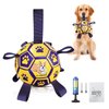 CLAMADO Dog Toys Soccer Ball with Straps, Interactive Dog Toys for Tug of War, Dog Water Toy, Durable Dog Balls for Small & Medium Dogs,Outdoor Dog Balls for Small,Puppy Birthday（6 Inch）