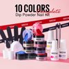 MEFA Dip Powder Nail Kit White Nude Black Red Blue Pink Purple Gray 10 Colors Dipping Powder with Base Top Coat Activator Liquid Set Recycling Tray, All-match Tones French Nail Art Manicure Salon