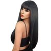XUENMB Long Straight Wigs with Bangs for Women 18 Inch Synthetic Natural Black Hair Glueless Wig Soft Fashion Daily Cosplay Long Wig for Women (black)