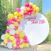 Pink and Yellow Balloons,12 Inch Maca Pink Hot Pink Yellow Confetti Balloons with Ribbon,for Girls Princess Peach Birthday Baby Shower Engagement Party Decorations