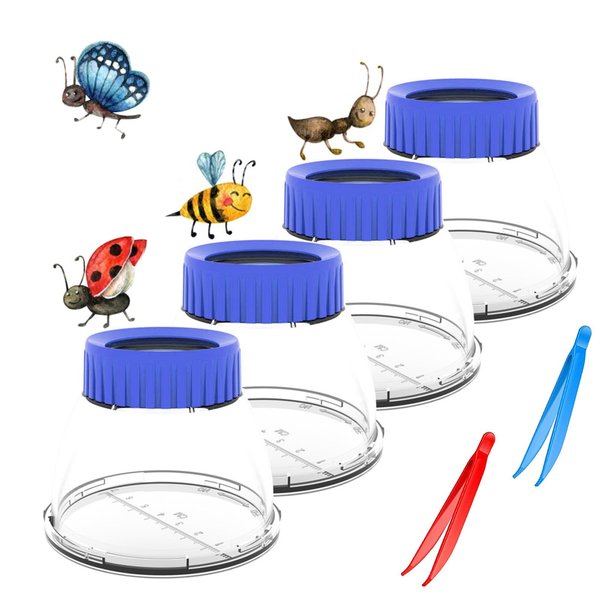 RORANIC 5X Magnifier Bug Viewer,Insect Observation Kit Built-in 8 Air Holes 7cm Ruler with 2 Plastic Tweezers, Bug Catcher Kit for Kids Science Education Nature Exploration