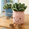 WUZHOU Tulip Plush Toy, 13.7" Flower Pot Stuffed Plushie Pillow Decoration, Soft Fluffy Toy Succulent Plants Friend Throw Pillow, Multicolor (Khaki-Succulent)