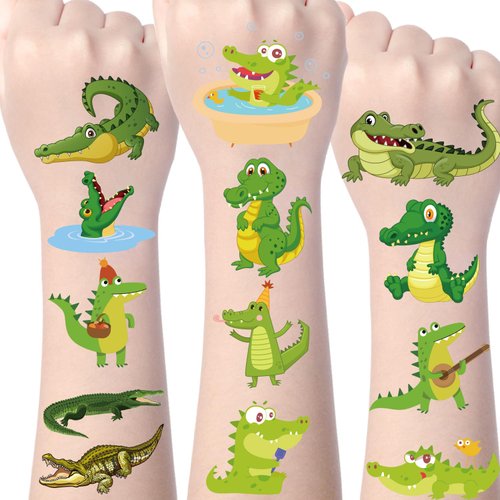 Yoyuspy Crocodile Alligator Temporary Tattoos- 200+ Crocodile Tattoos Temporary Birthday Party Decorations Alligator Tattoos Stickers Tattoo Party Favors Gifts for Kids Animals Theme Party Supplies