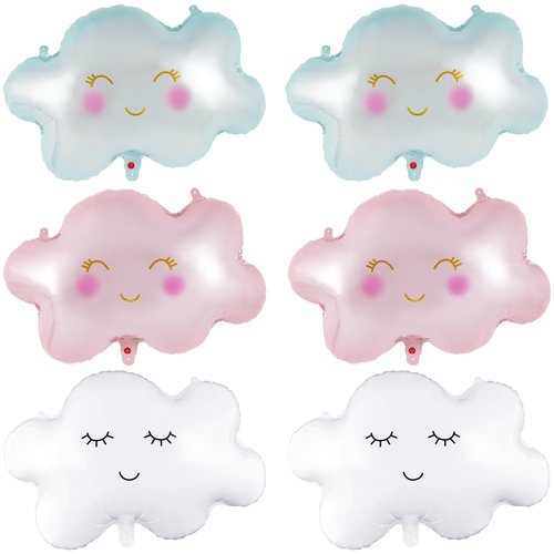 6 Pieces Cloud Balloons,White Cloud Foil Balloons,Cloud Balloons Baby Shower,Cute Cloud Shaped Balloons for Boys Girls Baby Shower Themed Party Birthday Party Wedding Decorations Supplies (Mixcloud)