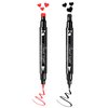 Go Ho 2 PCS Waterproof Liquid Eyeliner Stamps,Black&Red Eyeliner Heart Stamp Eyeliner for Harley Costume Makeup,Double-side Long-lasting Winged Eyeliner Stamp,Smudge-Proof Eye Liner