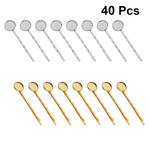 Bobby Pin Jewelry Tray Jewelry Tray 40PCS DIY Round Tray Hair Clips No- Metal Bobby Hair Clips Snap for Hair Accessories（Mixed coloring） Metal Serving Tray Metal Hair Clips Jewelry Tray