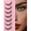 Natural Lashes False Eyelashes 15mm Wispy Eyelashes with Thin Band 3D Volume False Lashes Soft Strip Lashes Pack C Curl Natural Eyelashes Fake Lashes 7 Pair EVENTILL