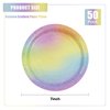 PUEVENYI 50PCS Rainbow Party Paper Plates - 7Inch Rainbow Dessert Plate for Cake Salad Pizza Disposable Decoration Supplies for Anniversaries Graduation Birthday Wedding Party