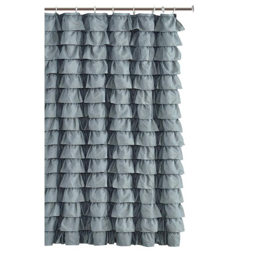 spring Home Waterfall Silver Ruffled Shower Curtain Size 72 x 72 inch