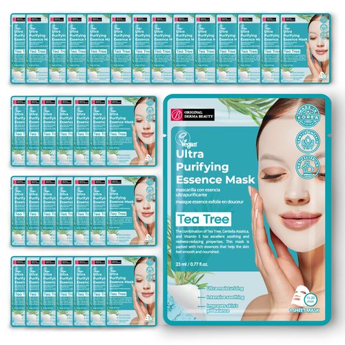 Innerest Original Derma Beauty Collagen Face Masks 36 PK Ultra Purifying Tea Tree Face Mask Skin Care Sheet Masks Set for Beauty & Personal Care Korean Face Mask