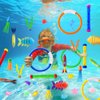YUJUN 35PCS Pool Diving Swimming Toys, Summer Underwater Game Toys with Pool Fishes Dive Sticks Rings Gems Storage Bag for Kids Swim Birthday Party Favors