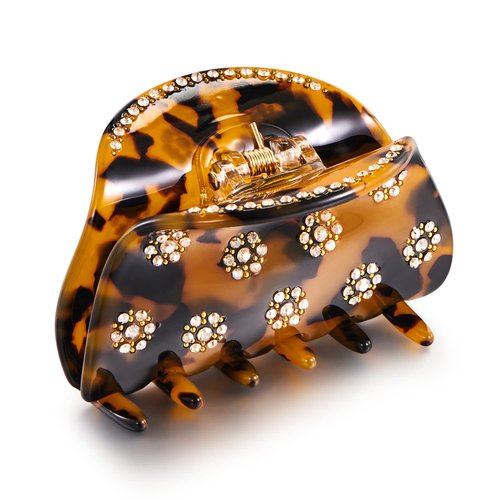 TOVABA Tortoise Hair Claw Clips for Women Shinny Rhinestones Hair Clips Cute Trendy Small Hair Cl...