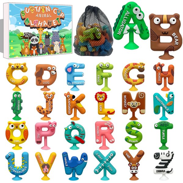26PCS Suction Bath Toys, Learning Toys,Kids Bath Toys, Party Favor, 3~12 Year Old Boy Girl Toddler Travel Toys, Toddler Bath Toys, Bathtub Toys Spell Matching Letter Toys, Spelling Games