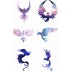 Dopetattoo 6 Sheets Temporary Tattoo Phoenix Purple Bird Starrysky Fake Tattoos Hand tattoos for Women Girls