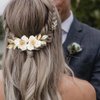 2 PACK Flower Wedding Hair Comb for Bride, Gold Leaf Wedding Hair Piece Floral Hair Accessories for Women and Girls
