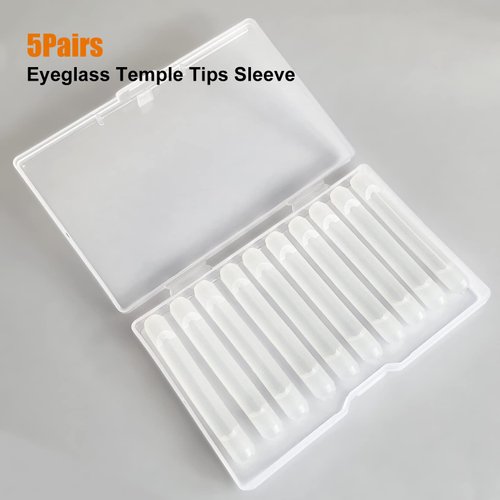 PTSLKHN Silicone Eyeglass Ear Cushions, 5Pairs of Glasses Ear Grip, Anti-Slip Elastic Comfort Eyeglasses Temple Tips Sleeve Retainer For Glasses, Sunglasses, Reading Glasses (Clear)