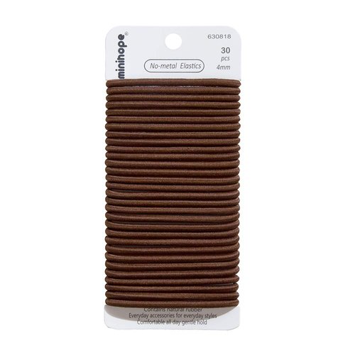 minihope Women's Hair Elastic Thick Tie, Brown, 30 Count (Pack of 1), 4MM for Medium Hair.Value pack.