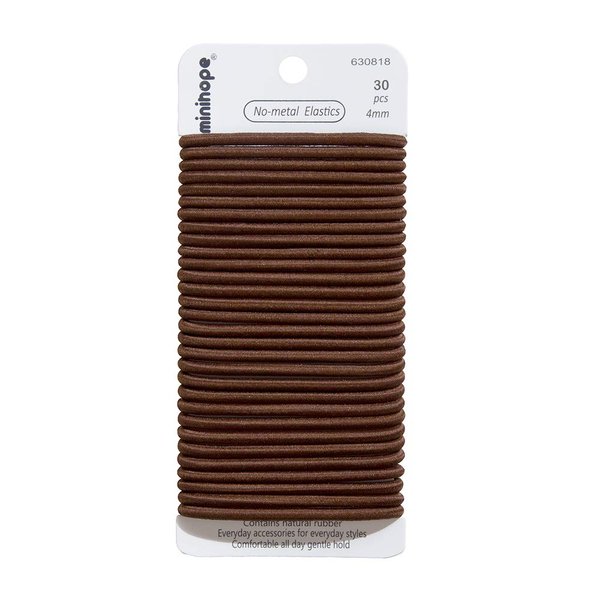 minihope Women's Hair Elastic Thick Tie, Brown, 30 Count (Pack of 1), 4MM for Medium Hair.Value pack.