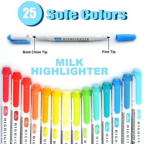 YOOUSOO 25 Pack Pastel Highlighters Assorted Colours,Bible Big Marker Pens Set for Children's Day Gift,Chisel Tip Rainbow No Bleed Fluorescent Student Office