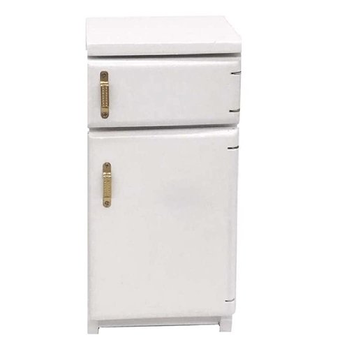 Dollhouse Accessories Fridge Kitchen Furniture Miniature Simple Retro Style Refrigerator Prop Delicate Model Decor High Simulation Accessory Pretend Play Ornaments (White)