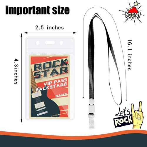 DLUGOPIS 10 Pices rock star party Badge Music Party Decorations Lanyards Rock and Roll Supplies Theme for Party Decoration
