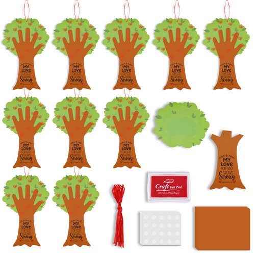 Geyee 16 Sets Religious Tree Craft Kit for Kids Make Your Own DIY Tree Pendants Sticker for Kids Sunday School Valentine's Day Party Classroom Activities