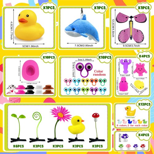 PPXMEEUDC Bulk Party Favors Toys Goodie Bag Stuffers Classroom Prizes Eye Finger Puppets Mini Ducks Mini Cowboy Hats for Festival Boys and Girls Birthday Party Supplies