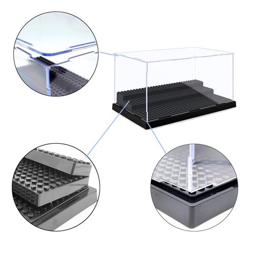 Display case for Minifigure Action Figures Blocks Dustproof , Acrylic Toys Models Display Box, Dustproof Showcase,with Movable Steps, Clear, Removable