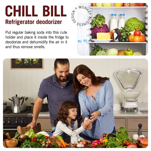 Monkey Business Chill Bill Refrigerator Deodorizer, Baking Soda Container, Baking Soda Fridge, Baking Soda Fridge Deodorizer, Cute Gifts, Kitchen Gadgets