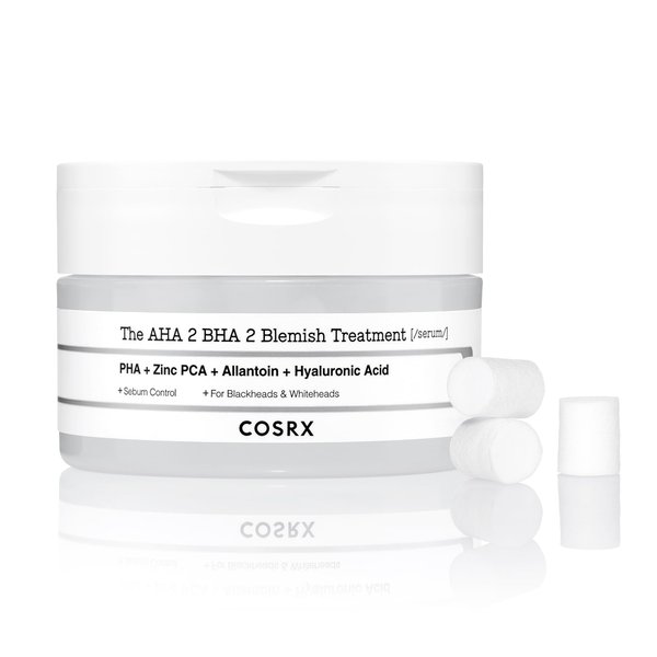 COSRX AHA 2% BHA 2% Blemish Treatment Serum, 60+ Pure Cotton Balls, Quick & Easy Daily Spot Treatment, Blackheads & Whiteheads, Sebum Control, Paraben Free, Phthalates Free, Korean Skin Care