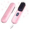 Hahahope Cordless Hair Straightener Brush-Portable Straightening Comb,9600mAh Batt, Plasma Tech, 9 Temp-Settings&LED Display,for Travel&Home(Pink)