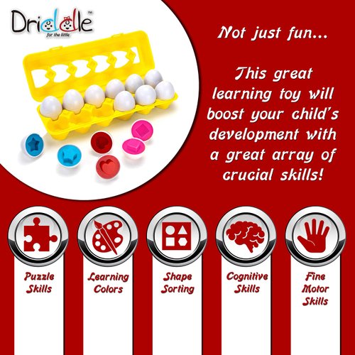 Color & Shapes Matching Egg Toy - Shape Sorting & Color Recognition Learning Toy for Toddlers - Preschool Game - Montessori Education - Easter Eggs