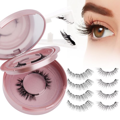 Natural Look Magnetic Eyelashes with Applicator: Reusable Magnetic Lashes, No Glue Needed, 2 Pairs of Style, K8+604