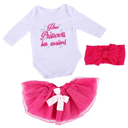 BABESIDE 3 Pcs Baby Doll Clothes for 17-22 Inch Dolls, Reborn Baby Doll Clothes with Skirt fit Baby Dolls Accessories for Girls, White&Pink