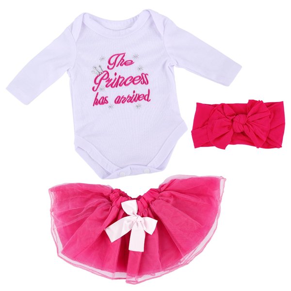 BABESIDE 3 Pcs Baby Doll Clothes for 17-22 Inch Dolls, Reborn Baby Doll Clothes with Skirt fit Baby Dolls Accessories for Girls, White&Pink