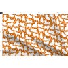 Spoonflower Fabric - Pugs Paws Orange Small Paw Print Dogs Pug Canine Puppy Puppies Doggy Printed on Denim Fabric Fat Quarter - Bottomweight Apparel Home Decor Upholstery