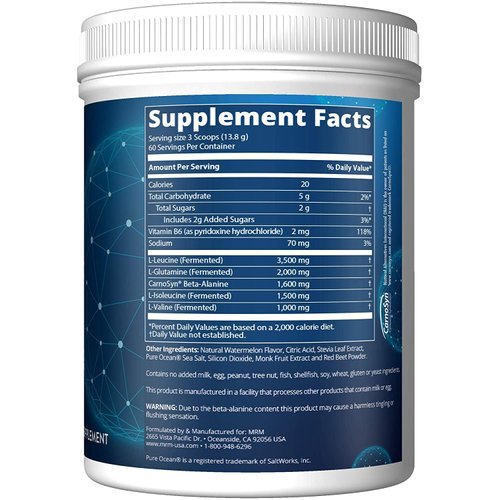 MRM Nutrition Reload BCAA+G Post-Workout Recovery | Watermelon Flavored | 9.6g Amino Acids | with CarnoSyn® | Muscle Recovery | Keto Friendly | 840g, 67 Servings