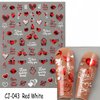 Valentine's Day Nail Art Stickers for Women Girls Red Heart-Shaped 3D Self-Adhesive Nail Decals Sexy Lips Nail Supplies with Rose Valentine's Day Nail Stickers Design DIY Nail Decorations 6Sheets