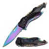 TAC Force Spring Assisted Folding Pocket Knife – Rainbow TiNite Coated Stainless Steel Blade with Black Aluminum Handle, Bottle Opener, Glass Punch and Pocket Clip, Tactical, EDC, Rescue - TF-705RB