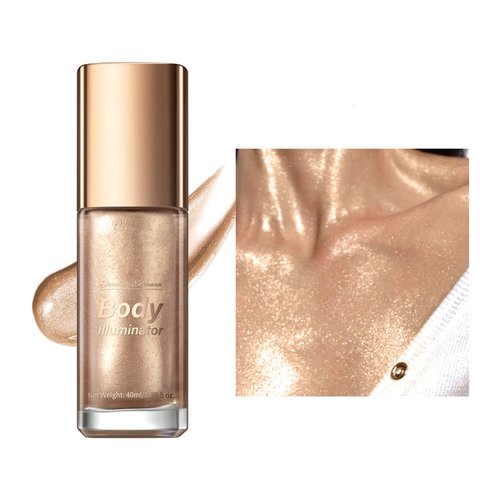 MAEPEOR Body Luminizer 5 Colors Smooth Subtle Shimmer Body Illuminator Moisturizing Long Lasting Summer Glow Illuminator For Face & Body (40ML, 02 Rose Gold)