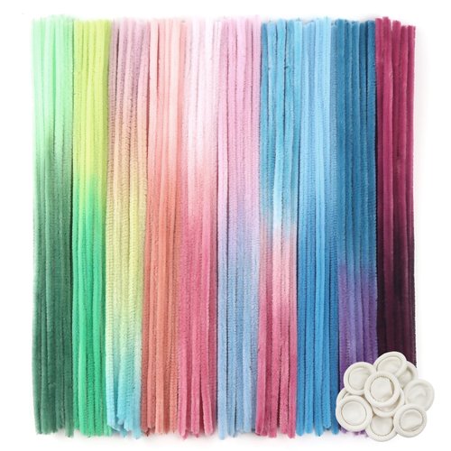 TOAOB 100pcs Gradient Pipe Cleaners 10 Colors Chenille Stems for Crafts 12 Inch Fuzzy Sticks Craft Supplies for DIY Art Craft Projects Home Decorations