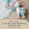 Itzy Ritzy Link & Love Toy for Stroller or Car Seat; Features Textured Ribbons, Crinkle Sounds, Clinking Rings & Silicone Teether; Designed For Ages 0 Months and Up (Llama)