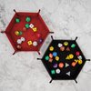SIQUK 2 Pieces Dice Tray PU Leather Dice Trays Folding Hexagon Dice Holder Tray for Dice Games Like RPG, DND and Other Table Games (Black and Red)
