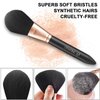 OMANIAC Makeup Brush Set Professional, 12 Pearlescent Wood Handle Makeup Brushes, Premium Cruelty-Free Synthetic Fiber Hair, Travel Make up Brushes Set with Case (Black).