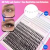 DAODER Lash Clusters Kit with Bottom Lashes Natural Lash Extension Kit with Lash Remover 40D D Curl Fluffy Top & Bottom DIY Eyelash Extension Kit 10-16MM 300pcs(40D+Bottom Lash Clusters Kit)