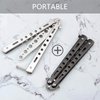 Butterfly Knife - 2 Pack Butterfly Knife Trainer Practice Tool Steel Metal - Folding Knife Unsharpened - Butterfly Knife Comb for Practicing Flipping Tricks, Balisong Trainer Black & Silver